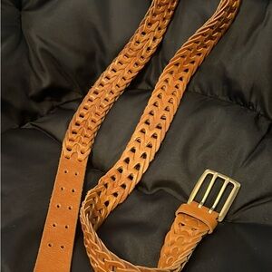 rag & bone Women's Tan Braided Leather Belt